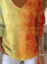 Women Ombre Long Sleeve Tee T-shirt V Neck Printing Casual Spring/Fall Top