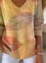 Women Maple Leaf Long Sleeve Tee T-shirt V Neck Printing Casual Spring/Fall Top