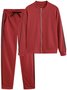 Women Geometric Split Joint Two-Piece Set Daily Long Sleeve Casual Spring/Fall Top With Pants Matching Set