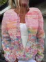 Women Abstract Casual Spring/Fall Printing Cardigan