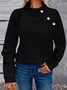 Women Geometric Turtleneck Jacquard Vintage Spring/Fall Long Sleeve Sweatshirt
