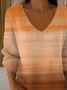 Women Abstract Long Sleeve Tee T-shirt V Neck Printing Casual Spring/Fall Top