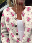Women Floral Casual Spring/Fall Printing Cardigan