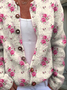Women Floral Casual Spring/Fall Printing Cardigan