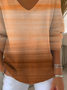 Women Abstract Long Sleeve Tee T-shirt V Neck Printing Casual Spring/Fall Top