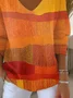 Women Abstract Long Sleeve Tee T-shirt V Neck Printing Casual Spring/Fall Top