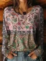 Women Floral Long Sleeve Tee T-shirt Crew Neck Printing Casual Spring/Fall Graphic Tee Top