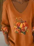 Women Floral Long Sleeve Tee T-shirt V Neck Printing Casual Spring/Fall Top