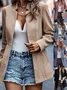 Women Spring/Fall Outerwear Casual Split Joint Geometric Long Sleeve Shawl Collar Jacket