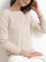 Women Plain Split Joint Spring/Fall Street Long Sleeve Crew Neck Sweater