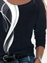 Women Abstract Long Sleeve Tee T-shirt Crew Neck Printing Casual Spring/Fall Graphic Tee Top