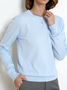 Women Plain Split Joint Spring/Fall Street Long Sleeve Crew Neck Sweater