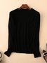 Women Plain Split Joint Spring/Fall Street Long Sleeve Crew Neck Sweater