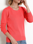 Women Plain Split Joint Spring/Fall Street Long Sleeve Crew Neck Sweater