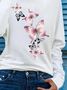 Women Butterfly Long Sleeve Tee T-shirt Crew Neck Printing Casual Spring/Fall Graphic Tee Top