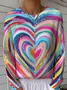 Women Striped Winter Vintage Long Sleeve Crew Neck Sweater