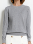 Women Plain Split Joint Spring/Fall Street Long Sleeve Crew Neck Sweater
