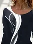 Women Abstract Long Sleeve Tee T-shirt Crew Neck Printing Casual Spring/Fall Graphic Tee Top