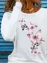 Women Butterfly Long Sleeve Tee T-shirt Crew Neck Printing Casual Spring/Fall Graphic Tee Top
