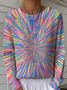 Women Striped Winter Vintage Long Sleeve Crew Neck Sweater