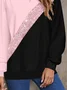 Women Multicolor Block Crew Neck Printing Casual Spring/Fall Long Sleeve Sweatshirt