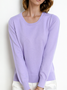 Women Plain Split Joint Spring/Fall Street Long Sleeve Crew Neck Sweater