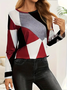 Women Abstract Long Sleeve Tee T-shirt Crew Neck Printing Casual Spring/Fall Graphic Tee Top