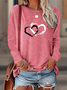 Women Heart/Cordate Long Sleeve Tee T-shirt Crew Neck Printing Casual Spring/Fall Graphic Tee Top