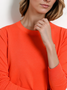 Women Plain Split Joint Spring/Fall Street Long Sleeve Crew Neck Sweater