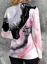 Women Abstract Long Sleeve Tee T-shirt Crew Neck Printing Casual Spring/Fall Graphic Tee Top
