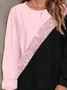 Women Multicolor Block Crew Neck Printing Casual Spring/Fall Long Sleeve Sweatshirt
