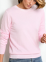 Women Plain Split Joint Spring/Fall Street Long Sleeve Crew Neck Sweater