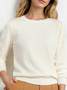 Women Plain Split Joint Spring/Fall Street Long Sleeve Crew Neck Sweater
