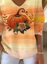 Women Maple Leaf Long Sleeve Tee T-shirt V Neck Printing Casual Spring/Fall Top