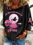 Women Text Letters Long Sleeve Tee T-shirt Crew Neck Printing Casual Spring/Fall Graphic Tee Top