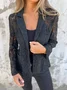 Women Floral Spring/Fall Outerwear Vintage Jacquard Long Sleeve Regular Blazer