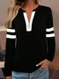Women Striped Crew Neck Printing Casual Spring/Fall Long Sleeve Sweatshirt