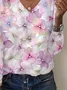 Women Floral Long Sleeve Tee T-shirt V Neck Printing Casual Spring/Fall Graphic Tee Top