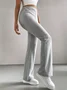 Women Plain Long Elastic Waist Pants Casual Spring/Fall Trousers