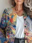 Women Abstract Vintage Spring/Fall Printing Cardigan
