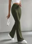 Women Plain Long Elastic Waist Pants Casual Spring/Fall Trousers