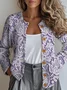 Women Floral Buttons Long Sleeve Crew Neck Vintage Spring/Fall Cardigan Outerwear