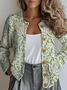 Women Floral Buttons Long Sleeve Crew Neck Vintage Spring/Fall Cardigan Outerwear