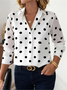 Women Polka Dots Long Sleeve Shirt Spring/Fall Buckle Shirt Collar Regular Sleeve Daily Casual Top