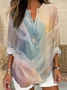 Women Abstract Long Sleeve Blouse Spring/Fall Printing V Neck Daily Casual Top