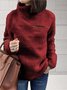 Women Plain Split Joint Winter Casual Long Sleeve Crew Neck Cotton Sweater