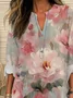 Women Floral Long Sleeve Blouse Spring/Fall Printing V Neck Daily Casual Top