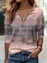 Women Ethnic Crew Neck Printing Casual Spring/Fall Long Sleeve Sweatshirt