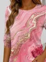 Women Abstract Long Sleeve Tee T-shirt Crew Neck Printing Casual Spring/Fall Graphic Tee Top