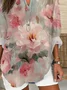 Women Floral Long Sleeve Blouse Spring/Fall Printing V Neck Daily Casual Top